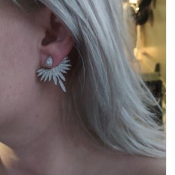 Elegant Marquise Flower CZ Drop Earrings - Picture 3 of 3